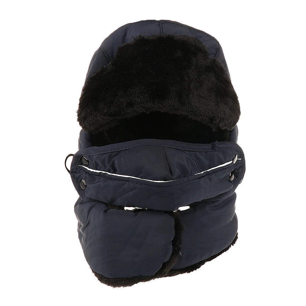 

Mens Ladies Trapper Plain Russian Winter Warm Hat Cap With Mask