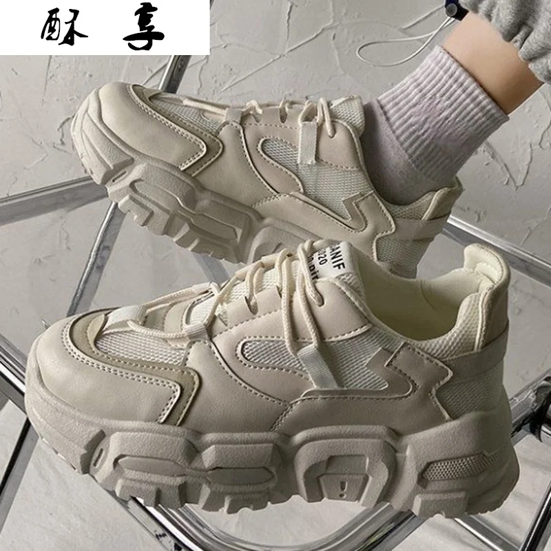

2021 Fashion Women's Shoes New Walking Platform Shoes Women's Mesh Breathable Sneakers Spring Comfortable Lace-up Casual Shoes