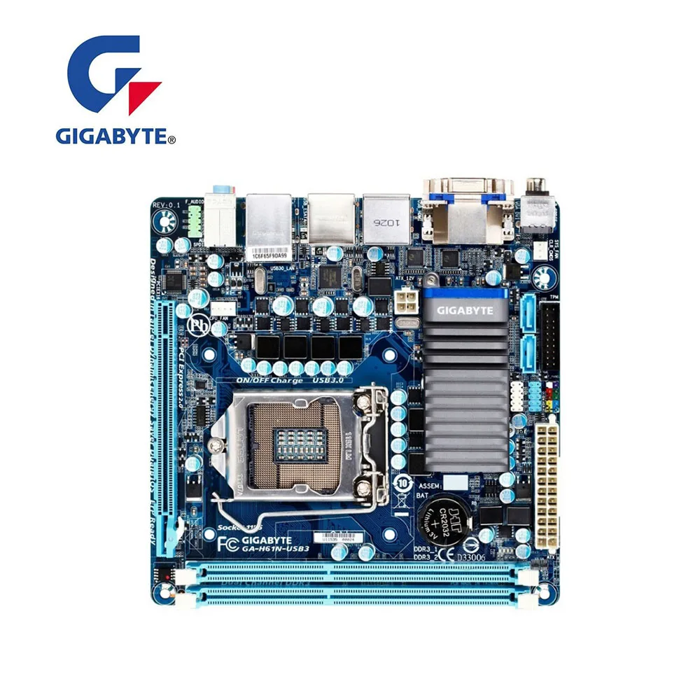 MINI ITX HTPC для Gigabyte GA H61N USB3 настольная материнская плата H61 LGA 1155 DDR3 100% Полная