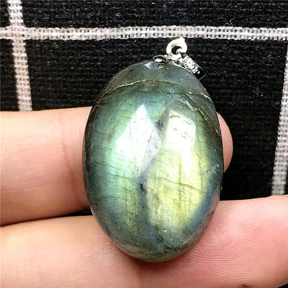 

Top Natural Yellow Light Labradorite Pendant Jewelry For Women Lady Man Crystal 29x20x10mm Beads Egg Shape Moonstone Stone AAAAA
