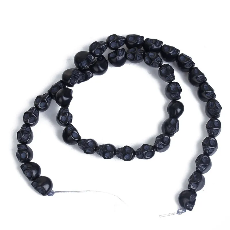 Модные черные бусины в форме черепа из камня Howlite diy резные подходят для