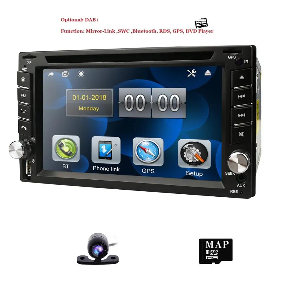 2DIN Автомагнитола стерео навигация DVD плеер GPS радио управление на руль Bluetooth SD RDS AUX