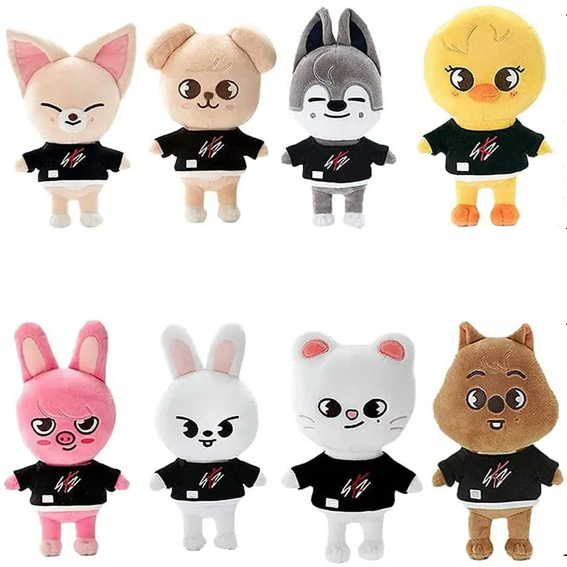 

20cm Skzoo Plush Toys Stray Kids 20cm Cartoon Stuffed Animal Plushies Doll Bbokari Leebit Wolf Chan Puppym Kids Adults Fans Gift