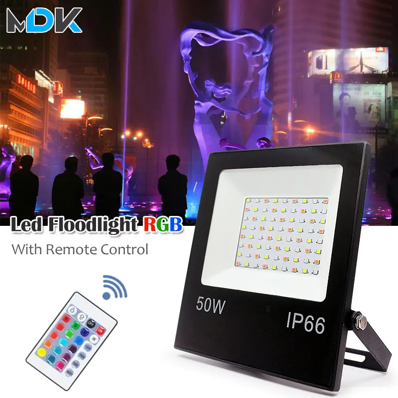 RGB Светодиодный прожектор IP66 50 Вт 30 Вт SMD 2835, прожектор, отражатель с дистанционным управлением, наружное уличное освещение, Цветной Прожектор