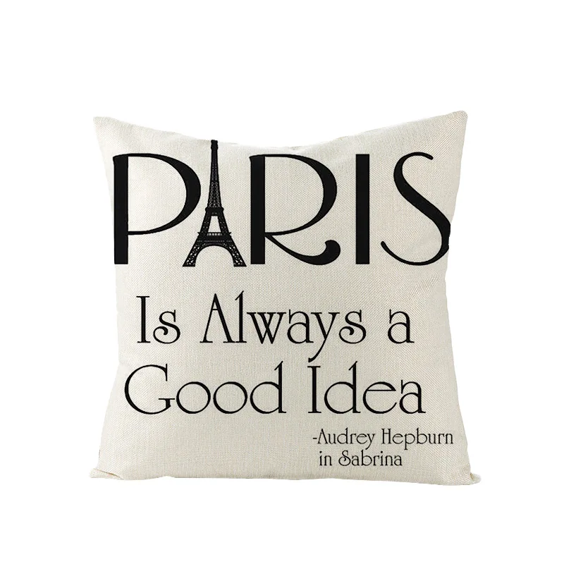 

Black Letter Printing Pillow Case Nordic Linen Pillow Cover Custom 2020 Square Simple Cushion Cover Home Decorative Throw Pillow