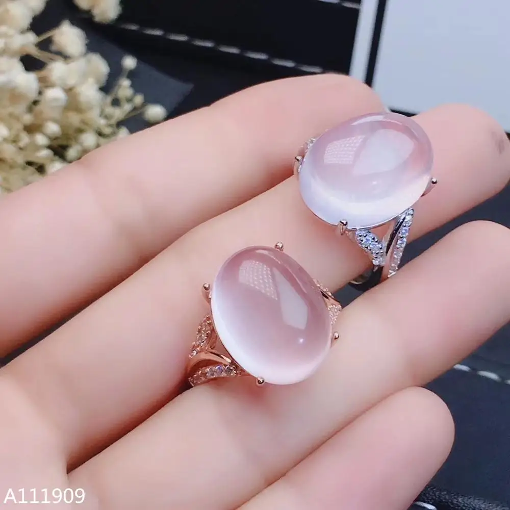 

KJJEAXCMY boutique jewelry 925 sterling silver inlaid Natural Furong stone Pink crystal Ring Women's Ring Support detection