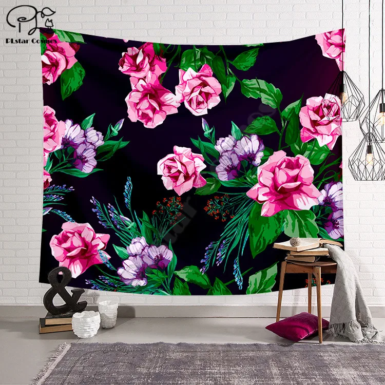 

Fresh flowers Funny cartoon Blanket Tapestry 3D Printed Tapestrying Rectangular Home Decor Wall Hanging style-3