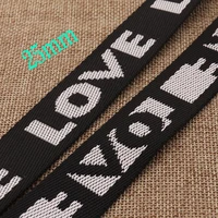 smooth black webbing1 inch webbingsilver lettersloveribbon belts bag handle bagpurse strapsnylon webbing purse strap