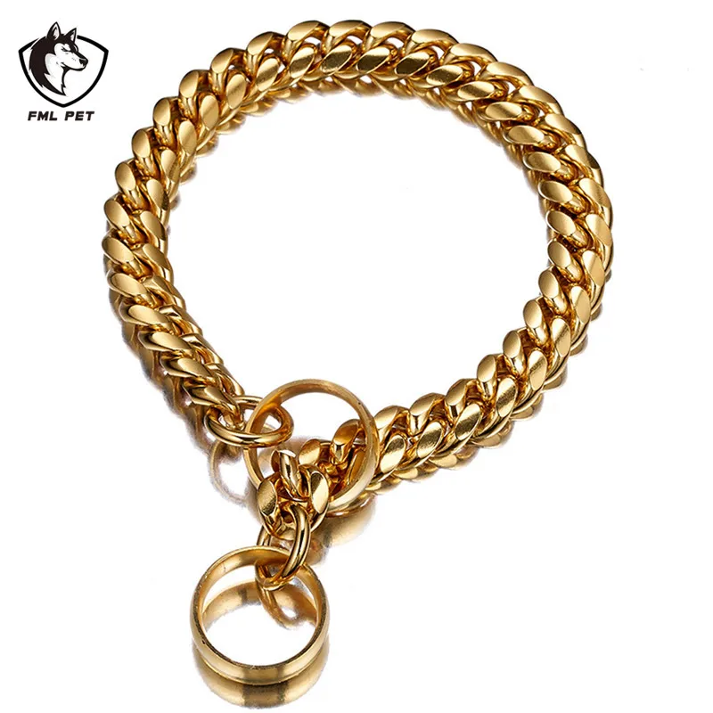 FML домашнее животное ошейник 14 мм из нержавеющей стали для собак металлическая