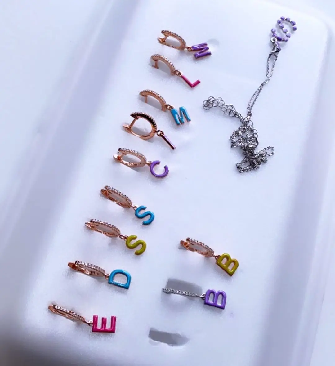 

Single Letter Drop Ear Cuff hoop Earring for Women's Jewelry Accessories enamel colorful Letter Name dangle Piercing Earring