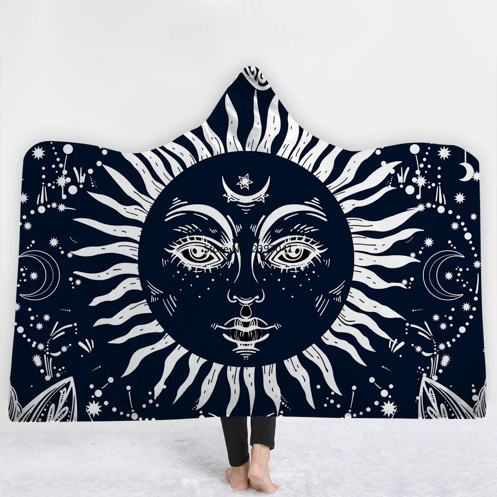 

Теплое Флисовое одеяло с капюшоном и 3D-принтом зодиака, 150x200 см