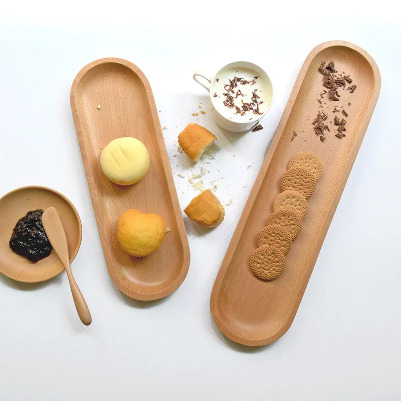 

Creative Japanese Oval Long Beech Bread Dish Melon Seed Plate Sushi Dish Dried Fruit Snack Box New Year Wedding Fruit Plate