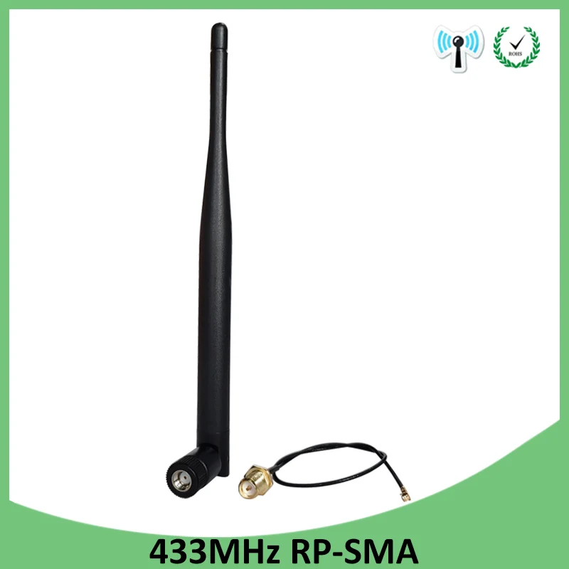 EOTH 10pcs 433mhz antenna 5dbi sma female lora antene iot module lorawan signal receiver ipex1 SMA male pigtail Extension Cable