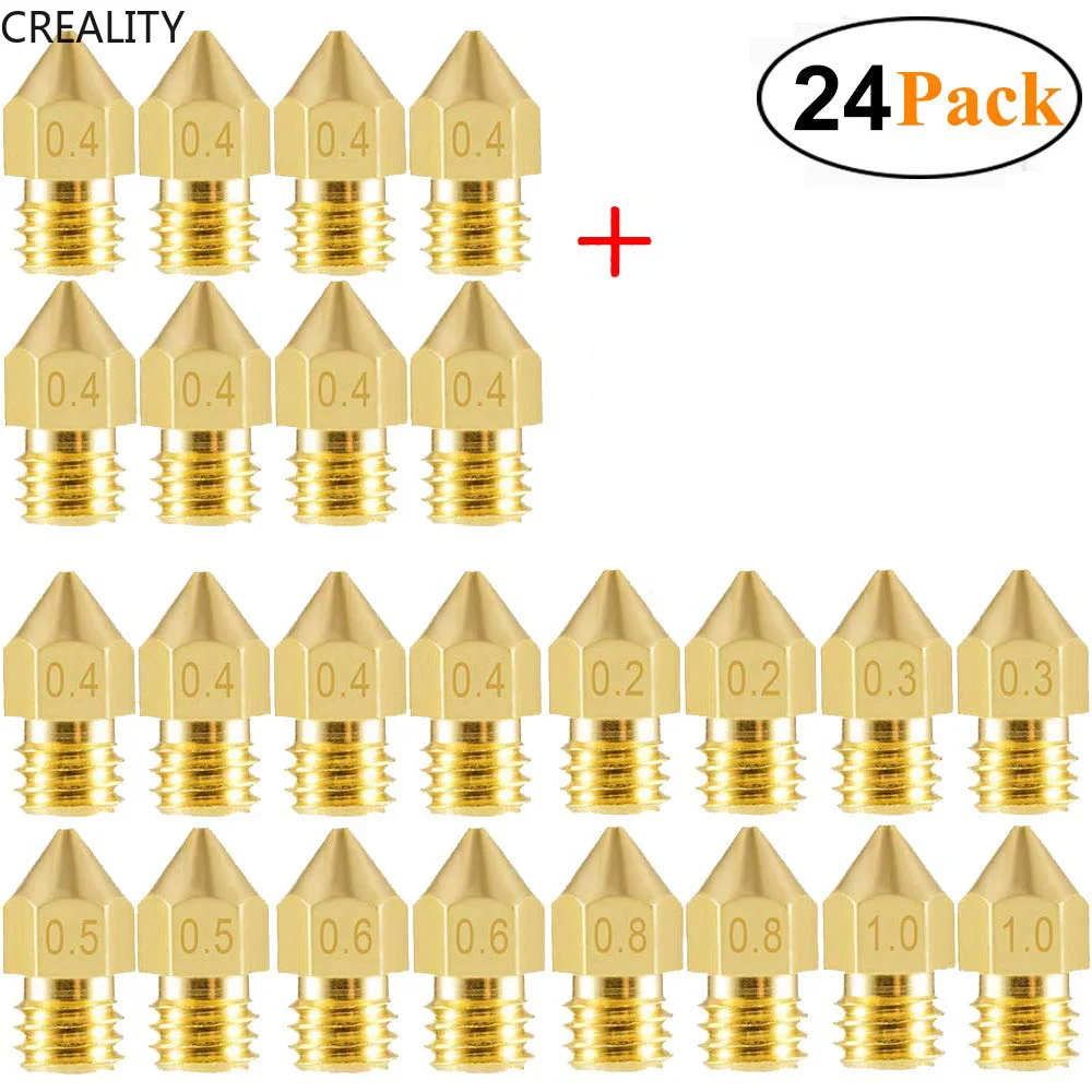 

Creality Official MK8 Nozzles Package 24PCS 0.2/0.3/0.4/0.5/0.6/0.8/1.0mm Brass Nozzle for Ender-3 Series all FDM 3D Print