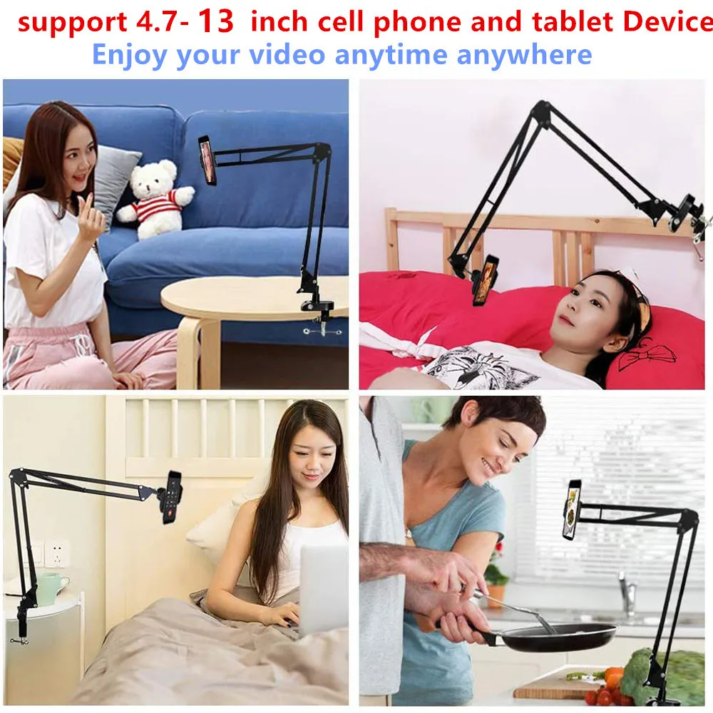 

360 Adjustable Bed Tablet Stand For 4.7 to 13 inch For iPad pro12.9 Mobile Phones Tablets Lazy Arm Bed Desk Tablet Mount Support