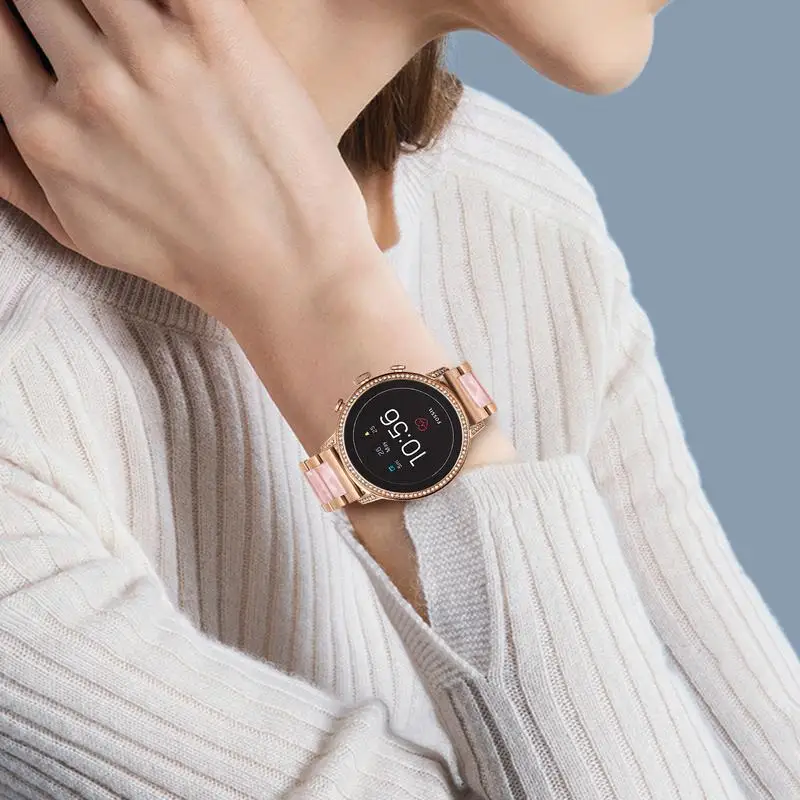 Ремешок для часов из нержавеющей стали и смолы 18 мм для Fossil women's Gen 4 Venture HR/women Gen 4 Sport/Gen 3 Q Venture