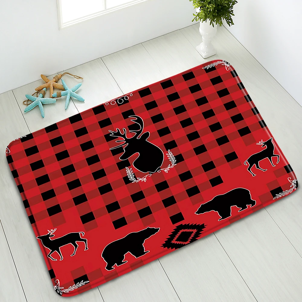 

Christmas Deer Bath Mat Bathroom Non-Slip Pads Bedroom Living Room Doormat Kitchen Floor Mats Carpet Water Absorption Home Decor