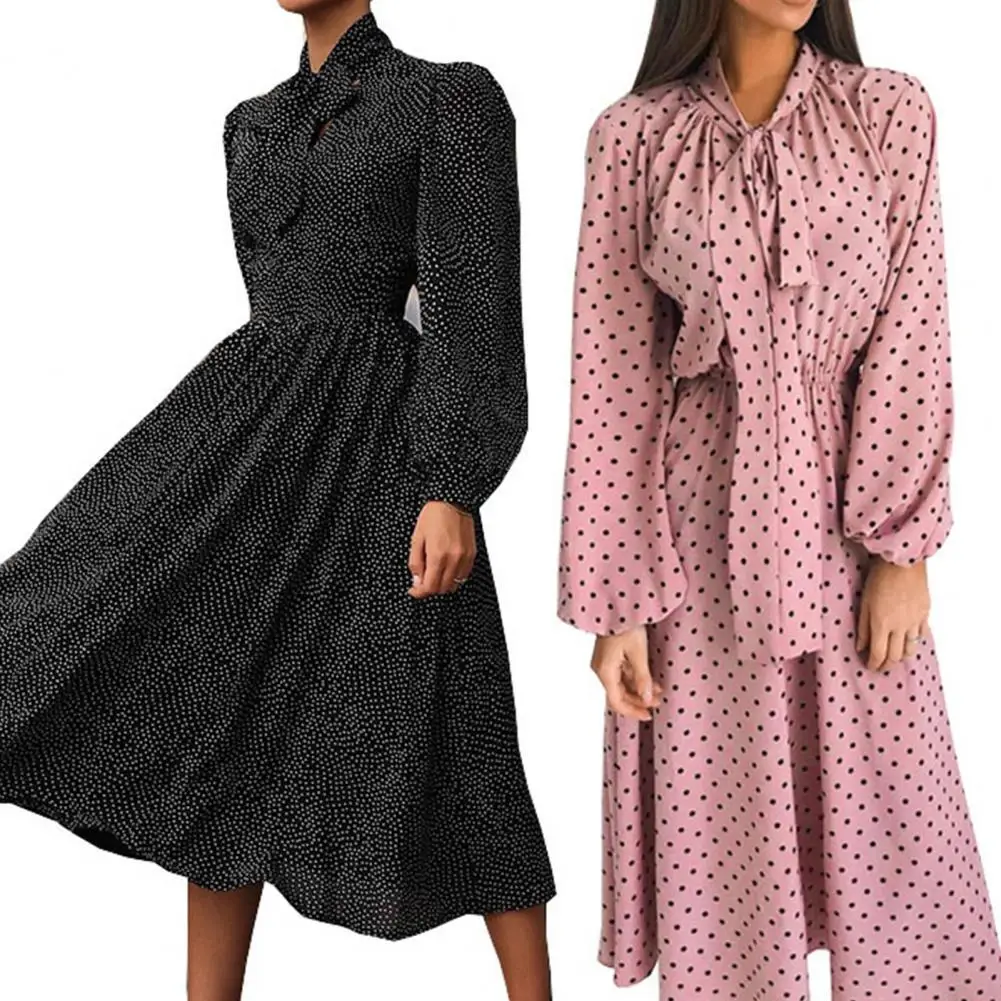 

Женское шифоновое платье-миди с длинным рукавом, длиной до колена