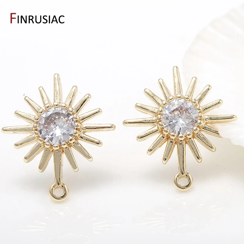 14K золотые серьги принадлежности для изготовления новая мода циркониевые цветы