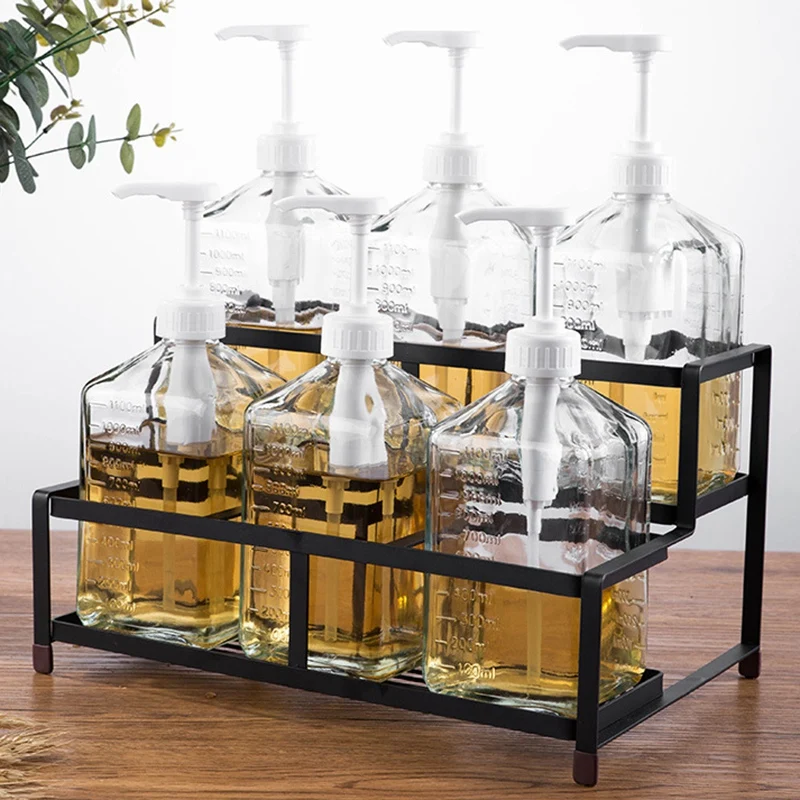 

Sugar Pressure Bottle Fixed Shelf Stainless Steel Syrup Rack Jam Bottle Stand Display Shelving Storage Rack - Four Grid