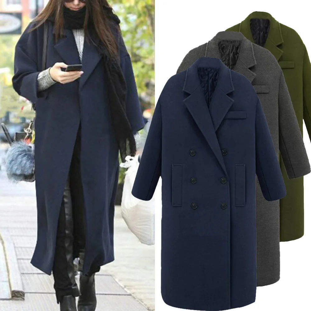 2019 женское Шерстяное модное осеннее зимнее однотонное пальто с отворотом и