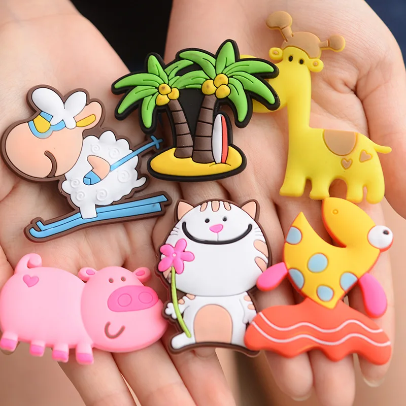 

6pcs Cute Silicone Home Deco Small Gift Creative Cartoon Animals Stereo Fridge Magnets To Children's Educational Toys