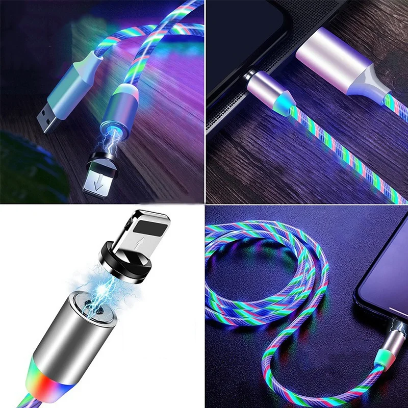 Магнитный светящийся кабель Usb Type-C 3 в 1 для зарядки Iphone | Мобильные телефоны и