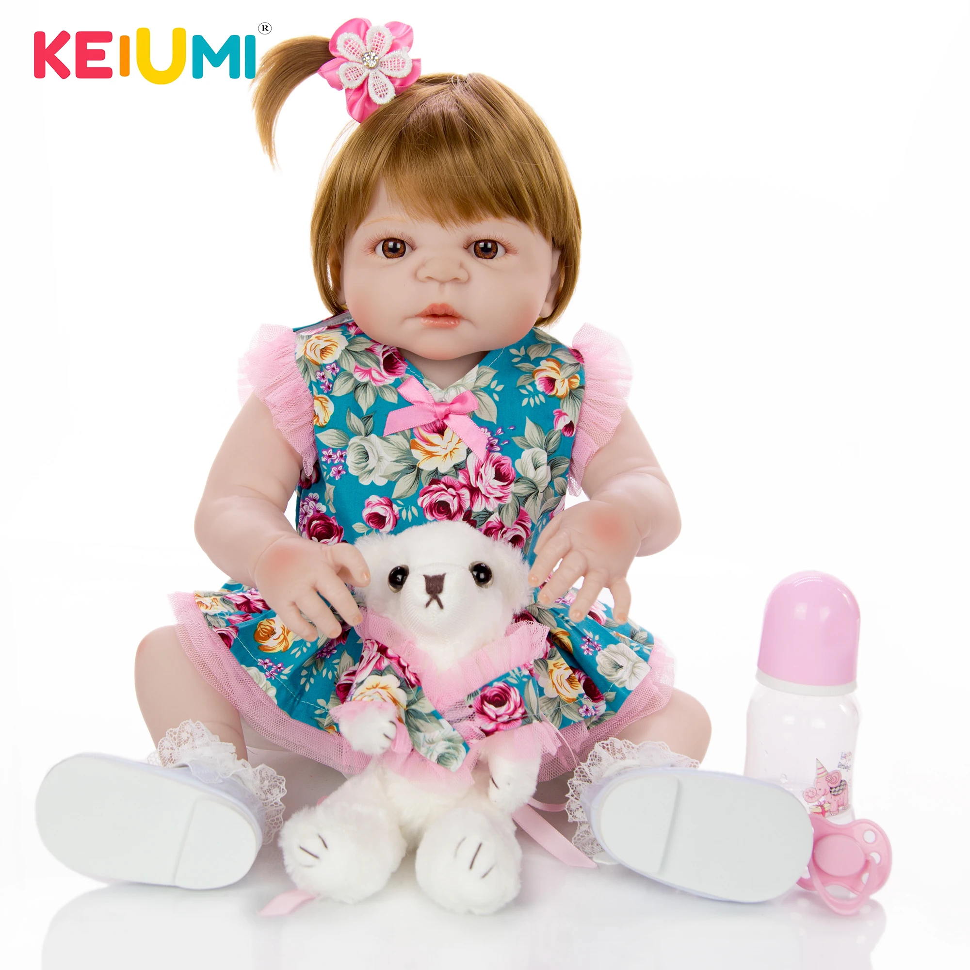 KEIUMI фантазия Принцесса Кукла Reborn игрушка 23 дюймов Полностью винил тело Baby куклы девочка водонепроницаемый