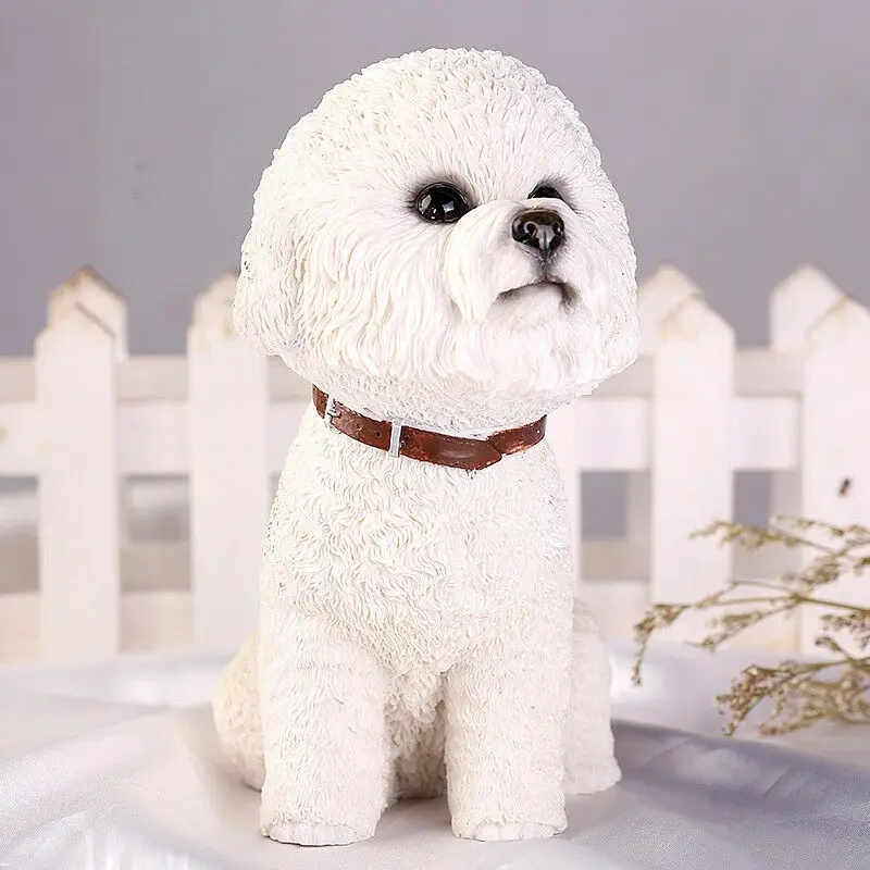 

JJM Bichon Frise Dog Pet Animal Figure Model Toy Collector Decor Kid Resin PVC Model Educational for Children Adults Kids Gift