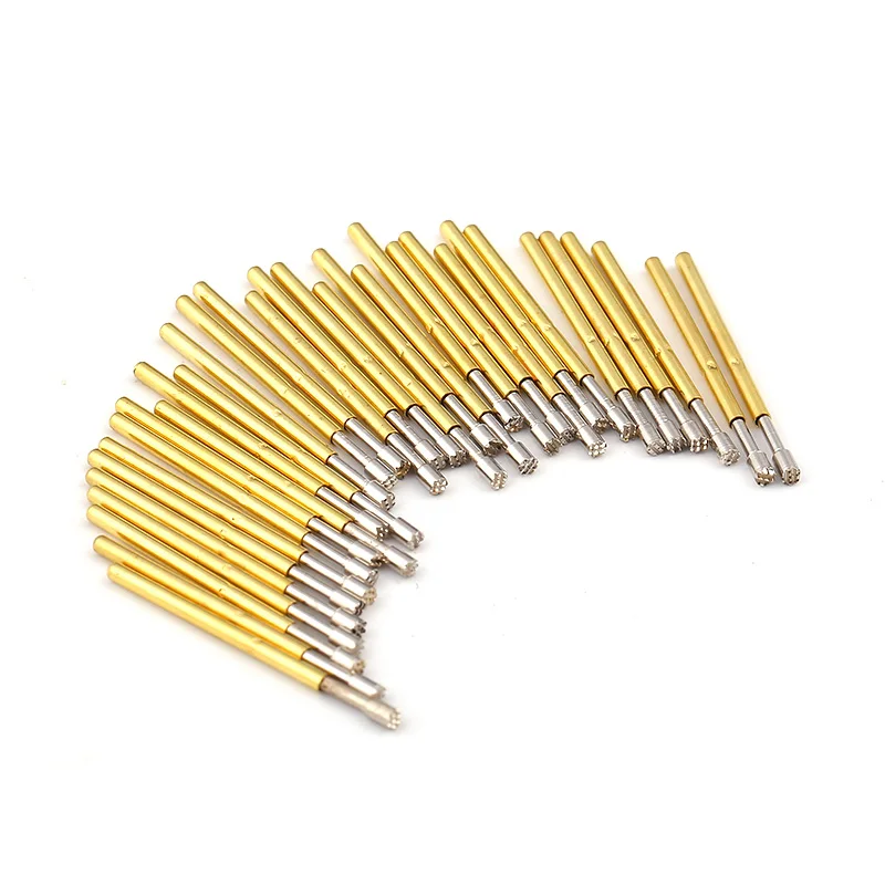

100Pcs P160-H2 Nickel Plated Springs Test Probe Brass Tube Outer Diameter 1.36mm Total Length 24.5mm Electronic Test Probe Tool