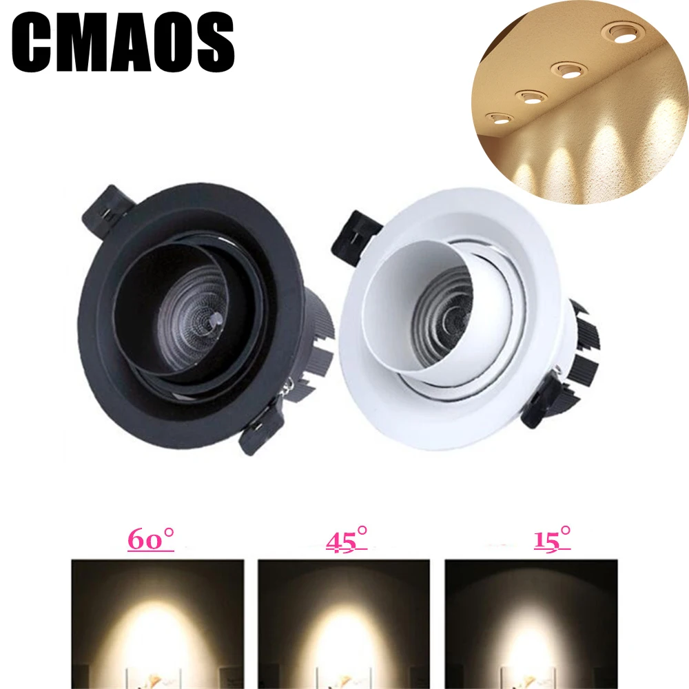 

Dimmable LED Downlight Embedded Lamp Zoom 15-60° 8W 12W 15W 18W 21W 24W AC85-265V Indoor Lighting COB Ceiling Light Spotlight