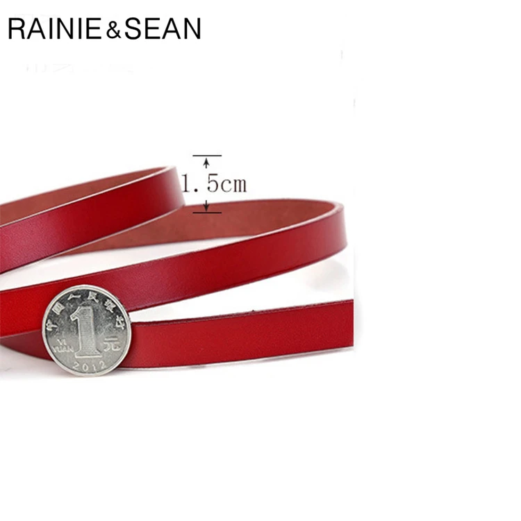 Ремень RAINIE SEAN женский из натуральной кожи Тонкий Повседневный Пояс в Корейском