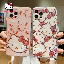 Hello Kitty Phone Case for iPhone 6S/7/8P/X/XR/XS/XSMAX/11/12Pro/12mini Phone Blu-ray Flash Diamond Soft Case Case Cover