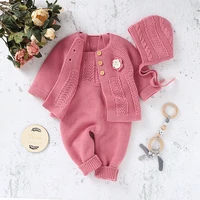 baby rompers autumn winter toddler jumpsuits infant tops clothing long sleeve newborn girl kids onesies solid ribbed knitted