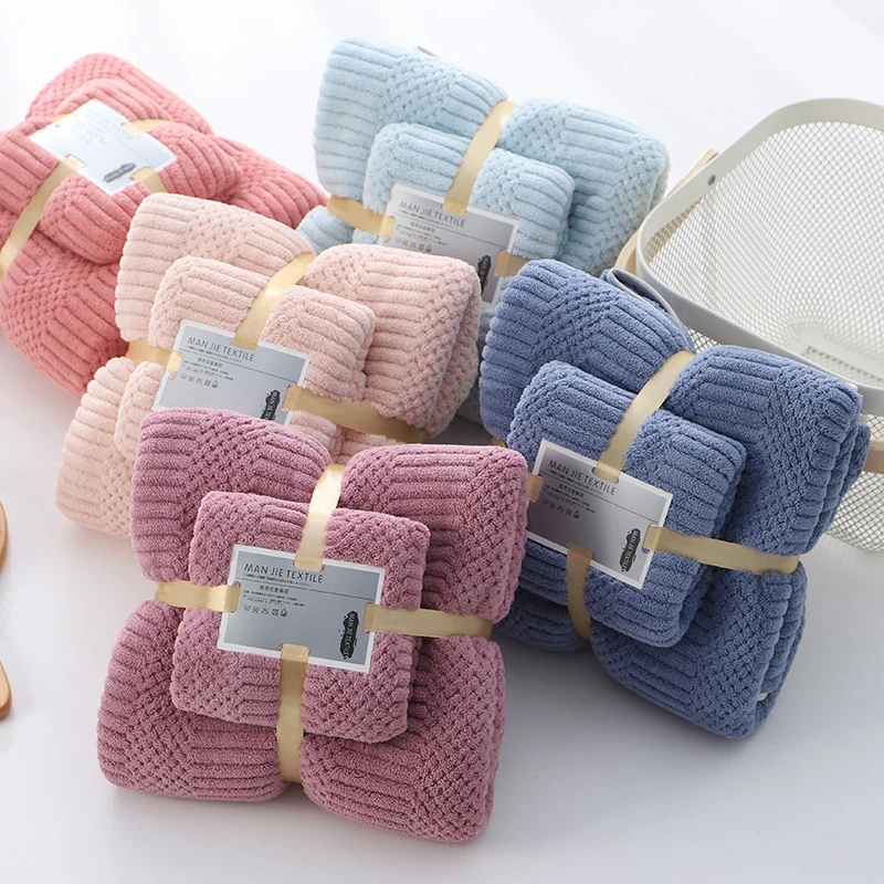 

6 Colors Soft Practical Plain Bath Towel Bath Towel Set Absorbent Coral Fleece Towel Coral Fleece Bath Towel Household Items