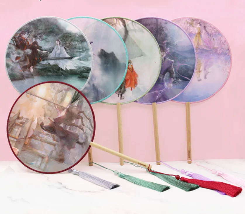 

Grandmaster of Demonic Cultivation Transparent Tassel Round Fan Handheld Cloth Fan Ancient Cosplay Birthday Christmas Gift
