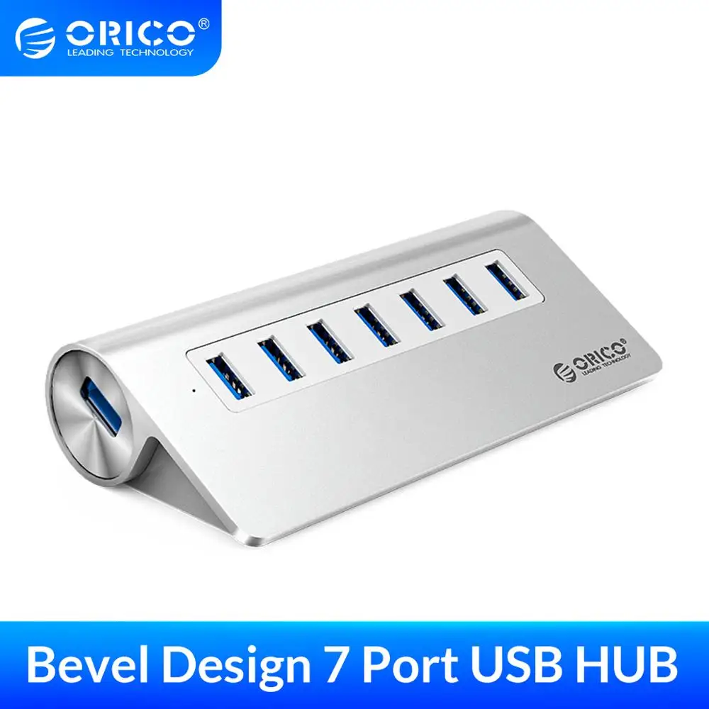 

USB-разветвитель ORICO алюминиевый с 7 портами USB 3,0 и адаптером питания 12 В