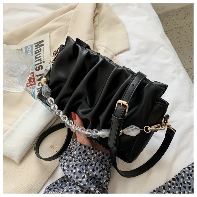 

Women's Bags Spring 2021 New Fashion Fold Shoulder Armpit Bag Simple Soft Leather Slung Small Bag Luxury Brand Handbags