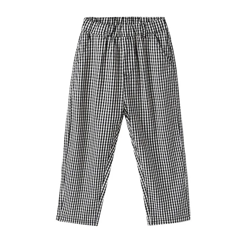 

Kids Pants Girls Casual Pants Kids Clothing Cotton Black And White Plaid Girl Trousers Children Boys Clothing Casual Pants