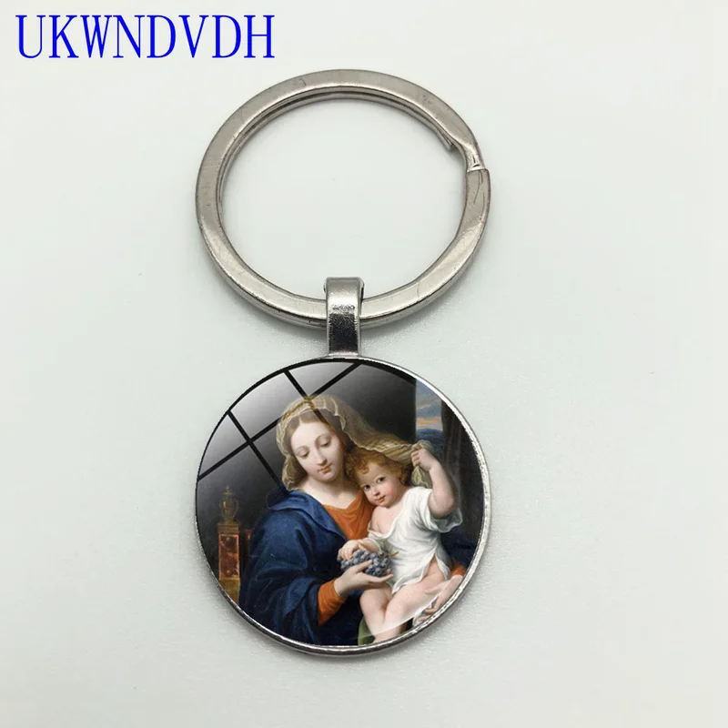 Креативный популярный стеклянный брелок с изображением Богородицы модный ретро