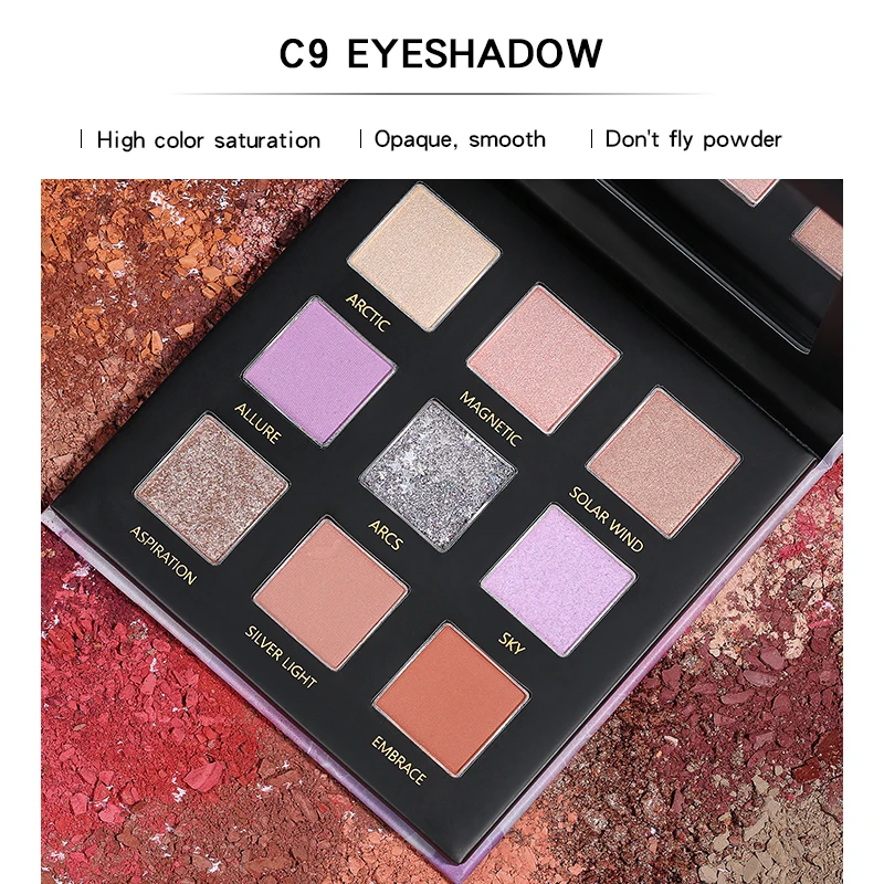 Pudaier 9-color Glitter Eyeshadow Pallete Shimmer and Matte Eyes Makeup Milky Way Eye Shadow Palette Professional Powder Beauty |