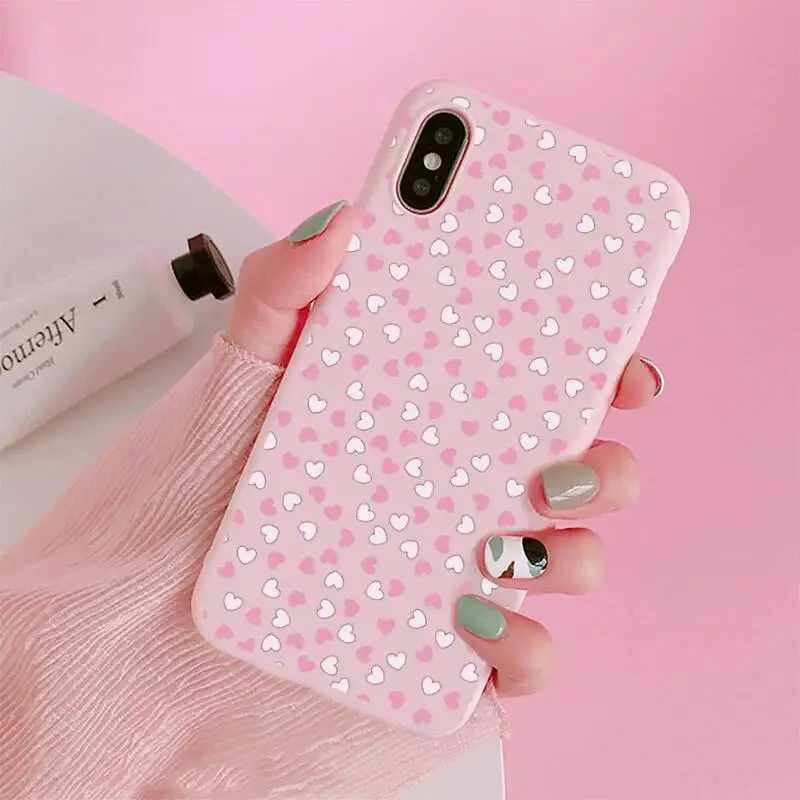 

Love Heart Phone Case Candy Color Pink for iPhone 11 pro XS MAX 8 7 6 6S Plus X 5S SE 2020 XR