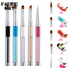 Кисть для рисования с акриловой ручкой, 5 цветов, для резки ногтей, для УФ-геля, для рисования, линий, лайнера, для самостоятельного дизайна, маникюрного инструмента, стразы для дизайна ногтей