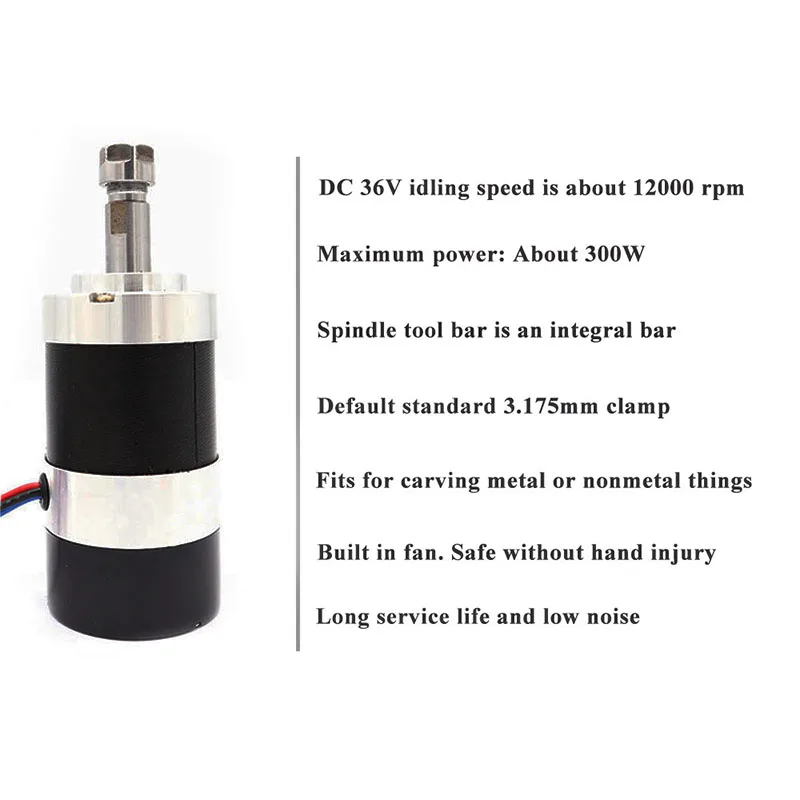 ICROATO WS55-140 Brushless 300W Spindle High Speed 0.3KW Air-cool Motor DC 36V 12000 RPM MACH3 with ER11 Collet + Clamp | Инструменты