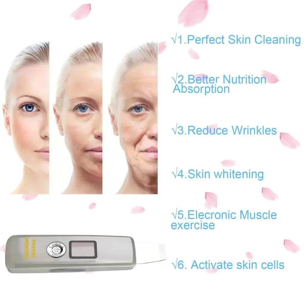 

Ultrasonic Scrubber Deep Cleaning Cavitation Peeling Facial Peeling Ultrassonico Spatula Exfoliating Beauty Instrument Skin Care