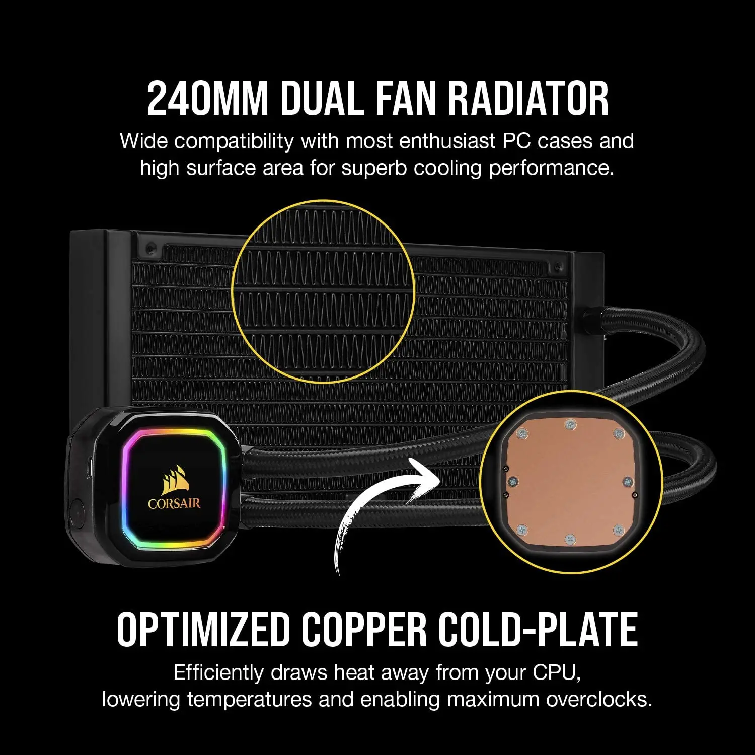 Corsair iCUE H100i RGB Pro XT 240 мм радиатор двойной 120 PWM вентиляторы программное управление