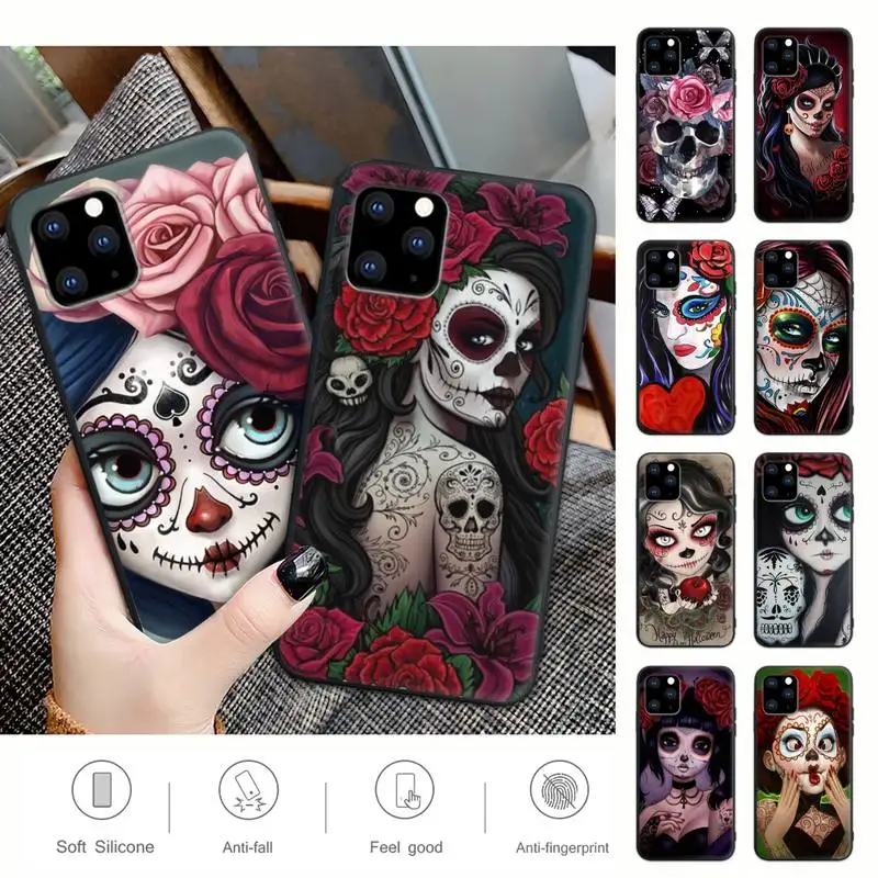 Резиновый чехол для телефона с изображением красивой розы черепа IPhone 12 11 Pro Max Xs X Xr