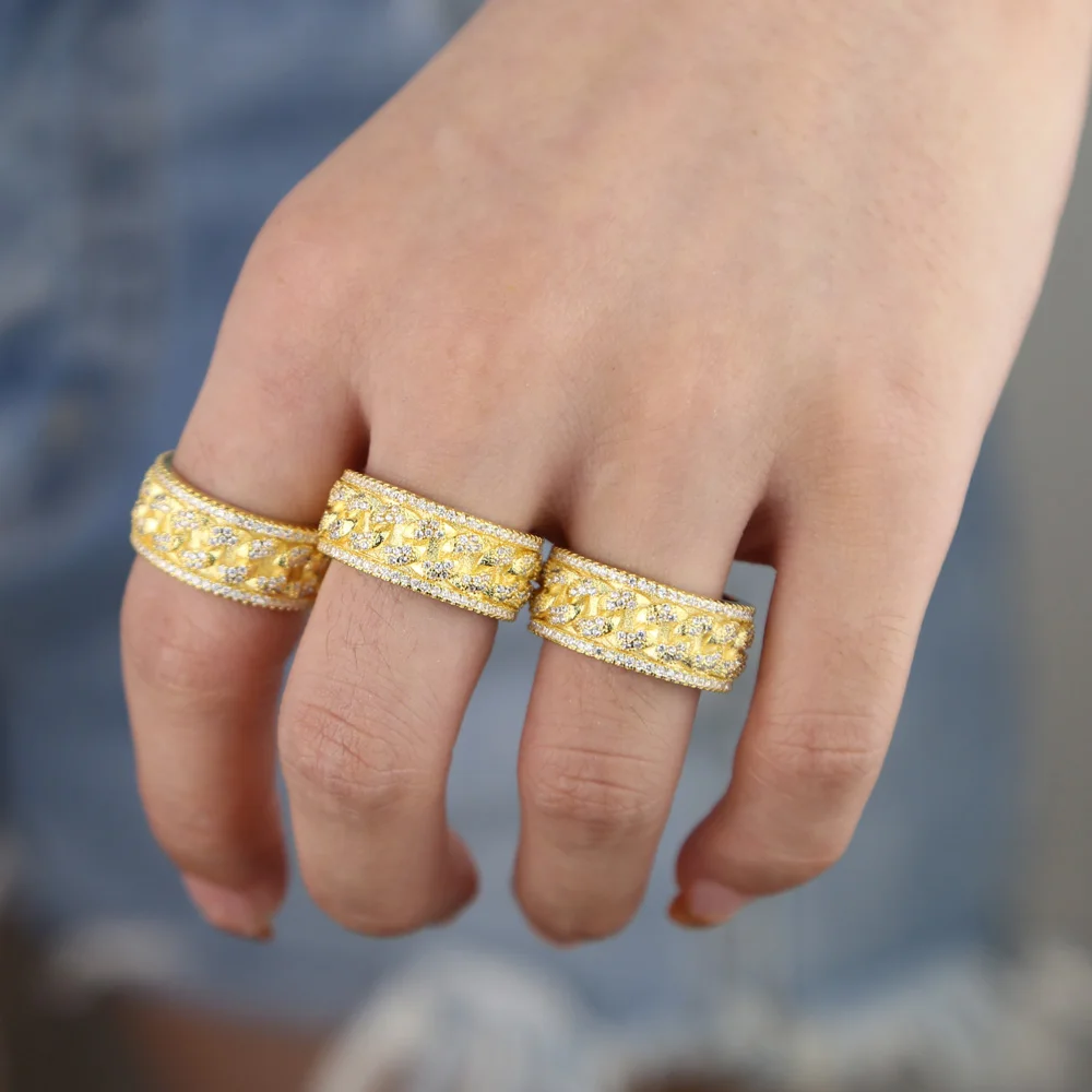 ICED OUT bling хип-хоп рок, Женские Ювелирные изделия, Снаряженная кандалы, кубинская цепочка, Женское кольцо на палец