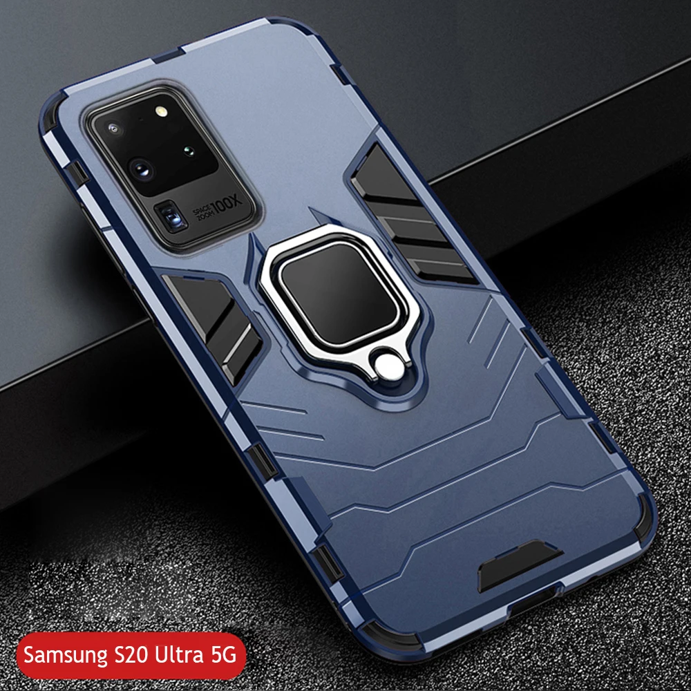 

For Samsung Galaxy S20 Ultra S 20 Plus Case Armor PC Cover Ring Holder Phone Case For Samsung Note20 Note 20 Ultra 5G Cover