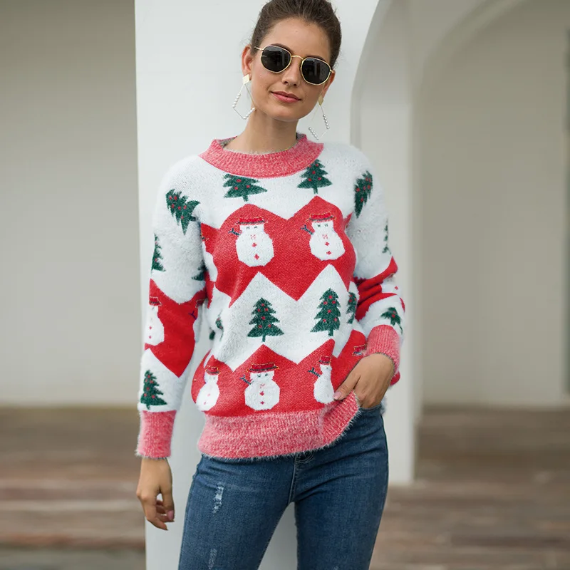 

Ugly Sweaters Christmas Women's 2020 New Autumna Winter Christmas Tree Snowman Pullover Sweater Fashionable Female